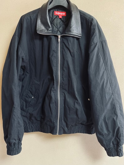 Supreme Leather Collar Utility Jacket "Black"