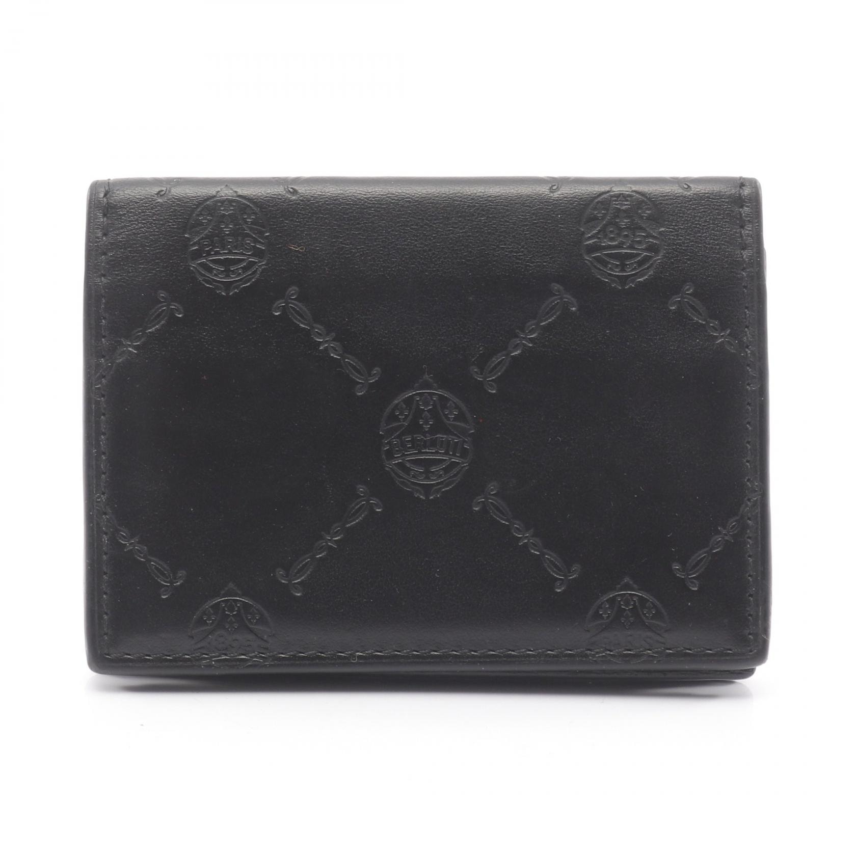 ベルルッティ Berluti シグネチャー カードケース アクセサリー レザー メンズ ブラック系 【中古】