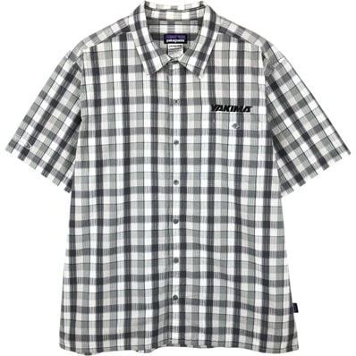 古着 パタゴニア Patagonia 53003SP14 シアサッカー チェック柄 半袖 ポリコットンシャツ ボックスシャツ メンズL相当/eaa660983