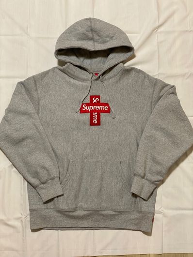 Supreme Cross Box Logo Hooded Sweatshirt "Grey"