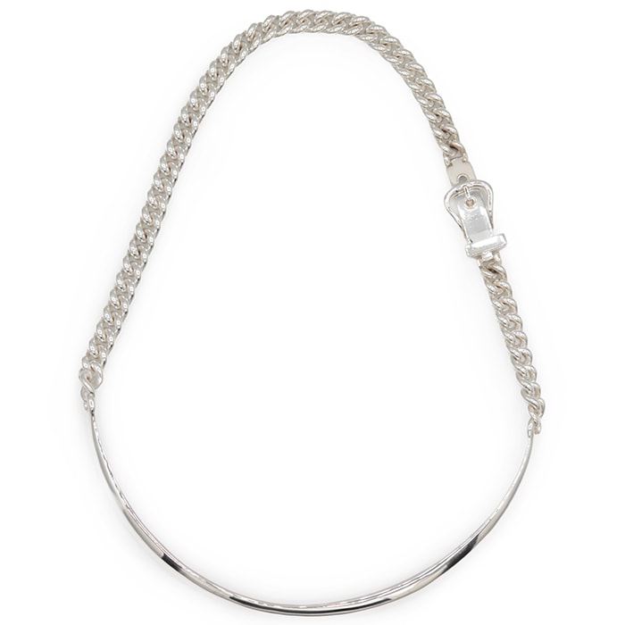 【美品】HERMES エルメス ネックレス メンズ レディース ユニセックス ブックルセリエ アンフレキシブルPM シルバー SIL925 Ag925 首周り 約45.0cm ジュエリー ケース/保証書付属