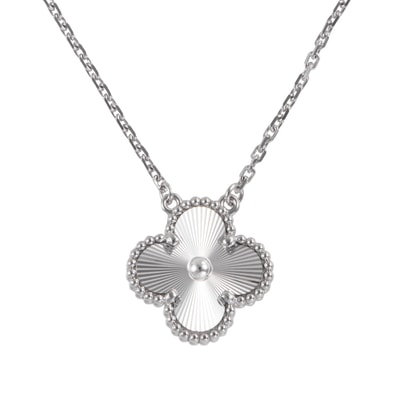 Van Cleef & Arpels ヴァンクリーフ&アーペル ヴィンテージアルハンブラ ペンダント VCARP9XG00 ネックレス ギョシェ K18WG シルバー【中古】