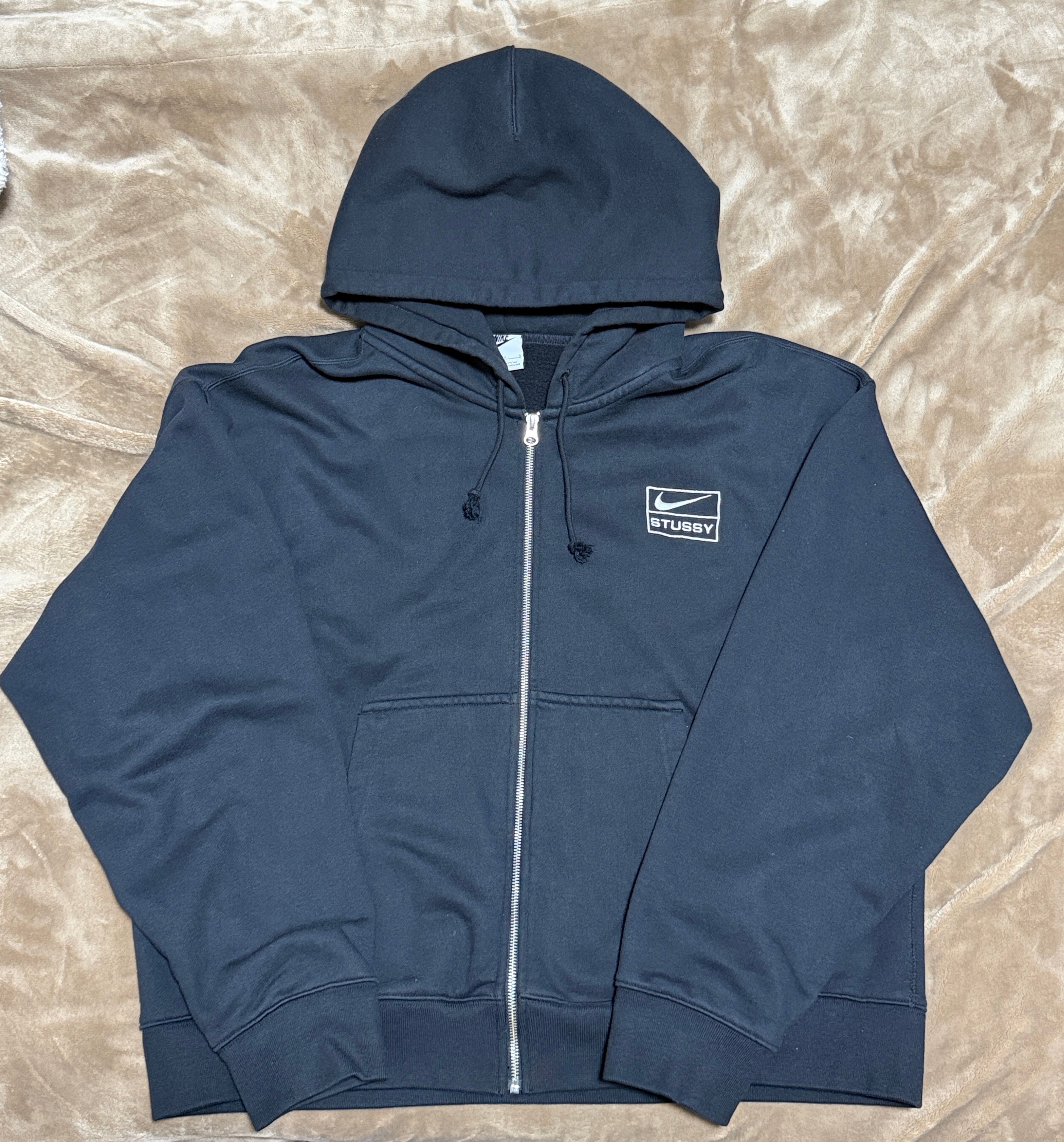 Stussy x Nike Stone Washed Fleece Zip Hoodie "Black" (US Size) FJ9175-010 