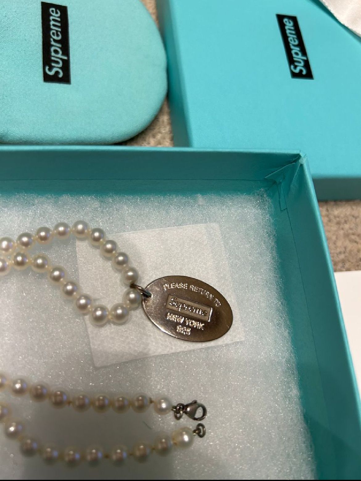 Supreme / Tiffany & Co. Return to Tiffany Oval Tag Pearl Necklace "Pearl"