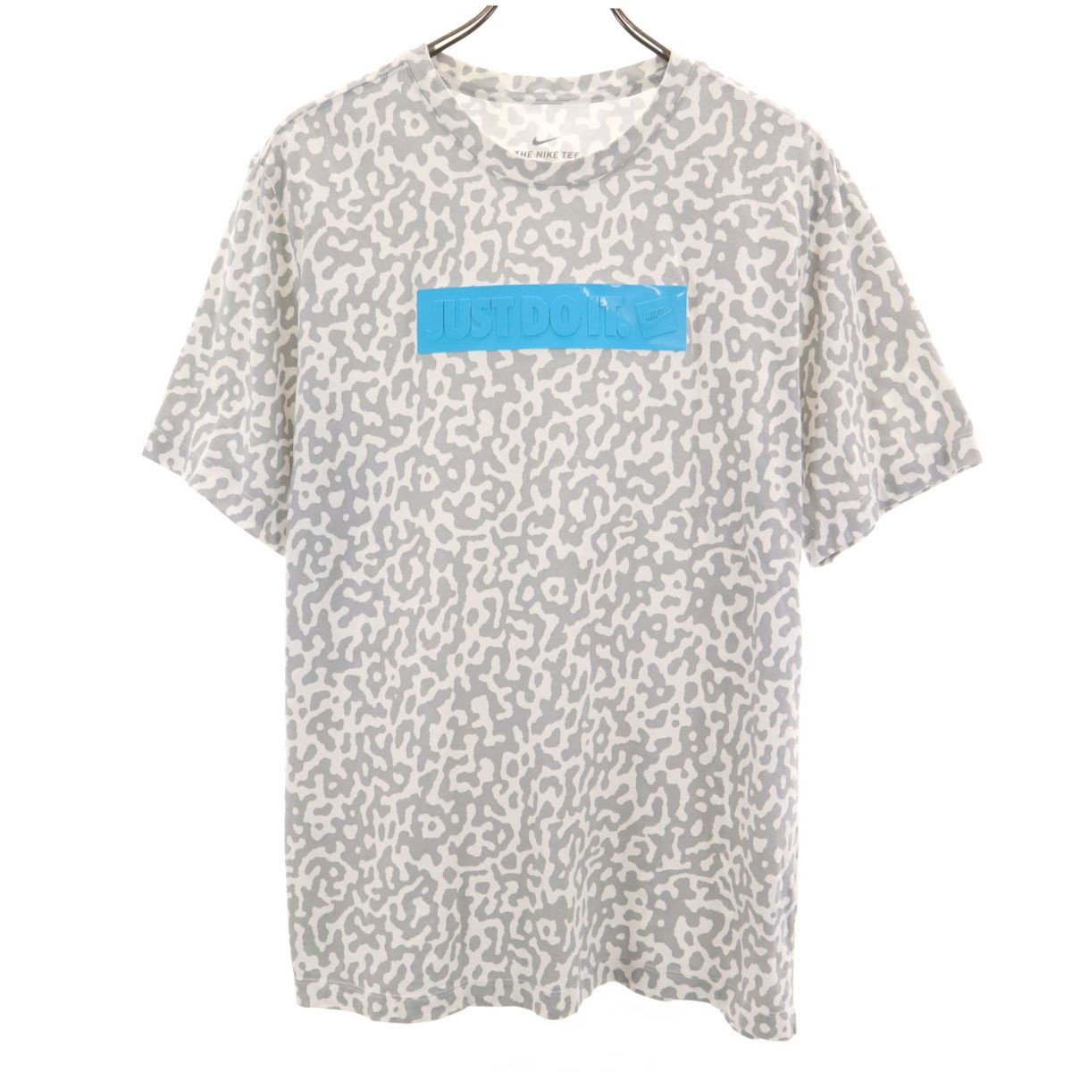 NIKE ナイキ 総柄 半袖 Tシャツ L グレー系