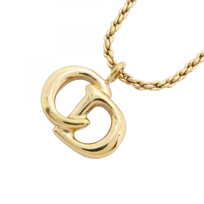 【6jdb0511-k】クリスチャンディオール ネックレス CDロゴ GPメッキ ゴールド【中古】レディース