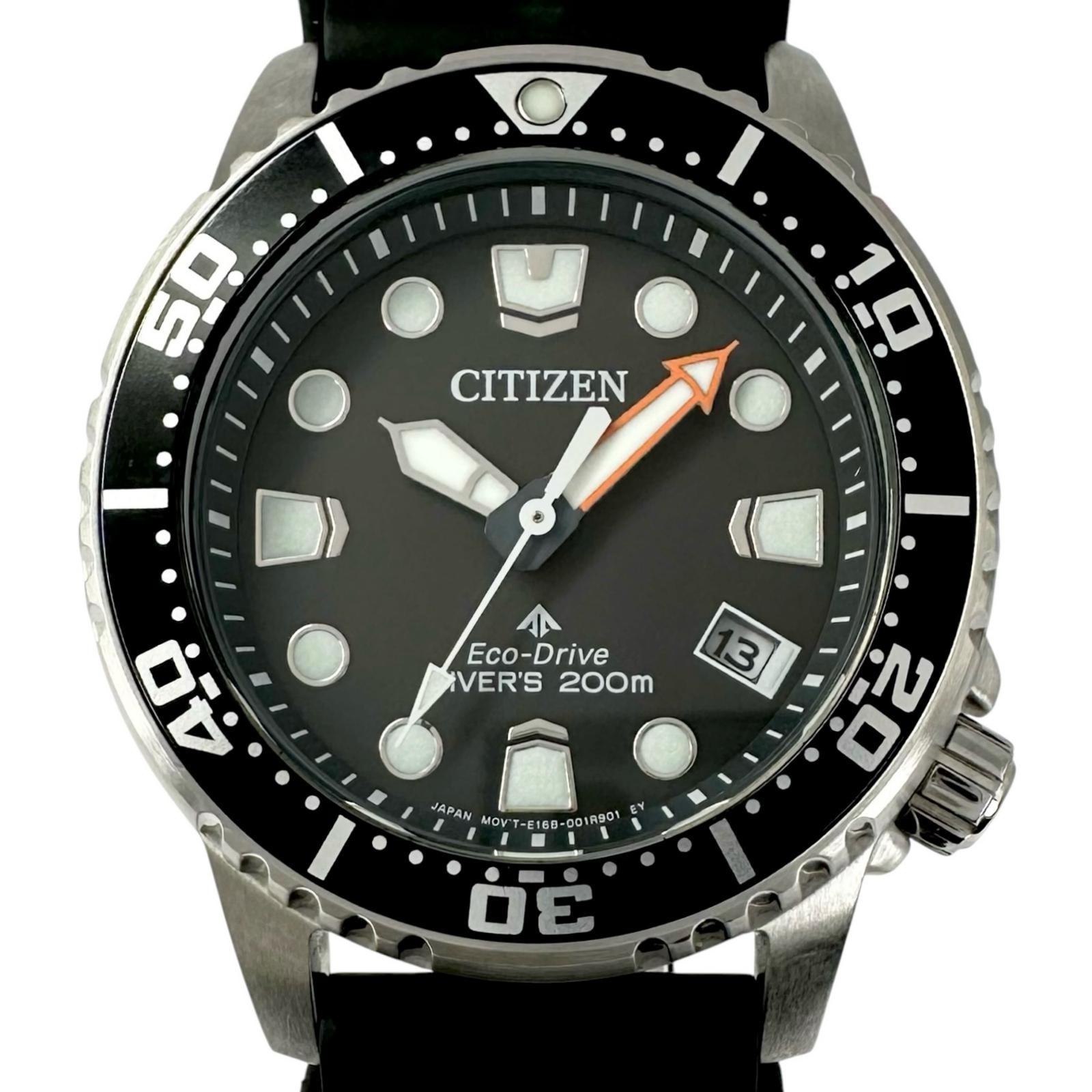 美品 CITIZEN シチズン プロマスターマリーン E168-0029J01 腕時計 ステンレススチール/ラバー ブラック クォーツ ブラック文字盤 メンズ【中古】