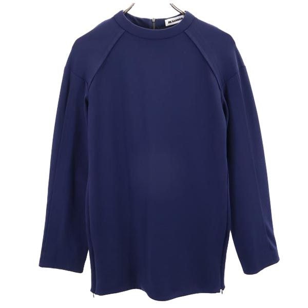JIL SANDER ジルサンダー イタリア製 長袖 カットソー 34 ネイビー系 バックサイドジップ