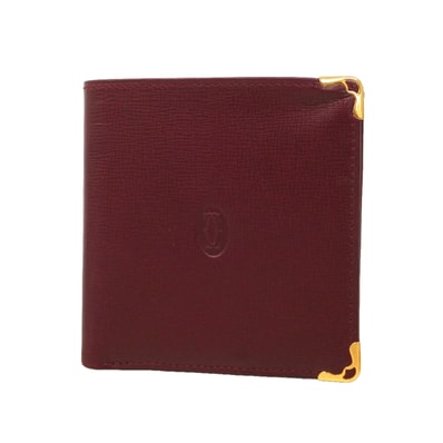 【6hb0200】カルティエ 財布 マスト レザー ボルドー ゴールド金具【中古】メンズ