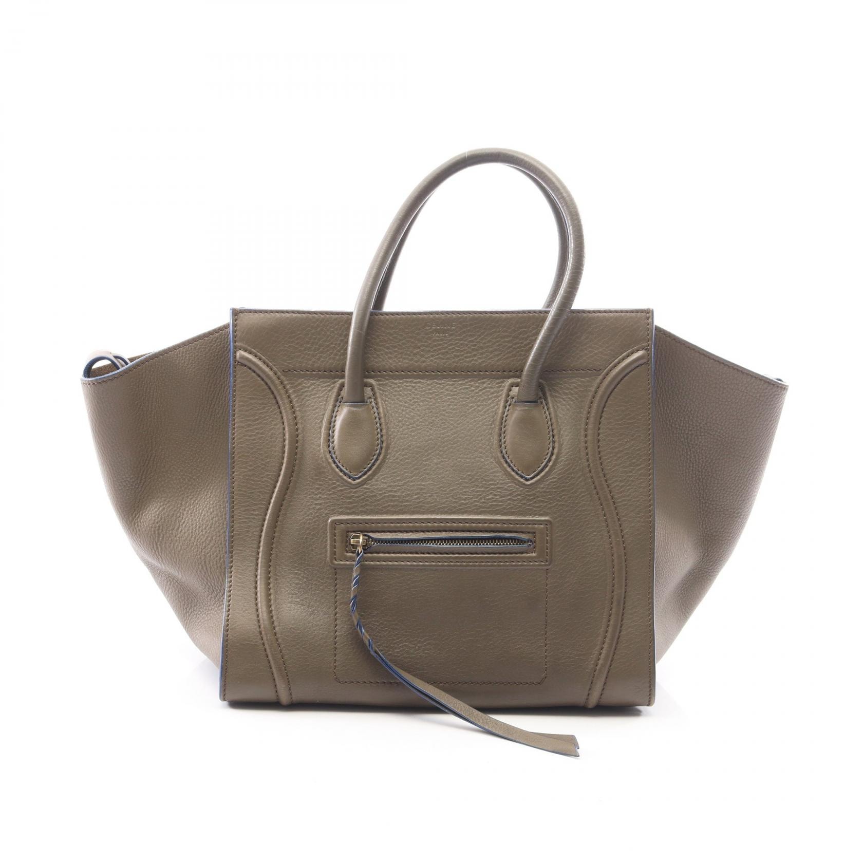 セリーヌ CELINE ラゲージ ファントム トートバッグ バッグ レザー レディース カーキ系 【中古】