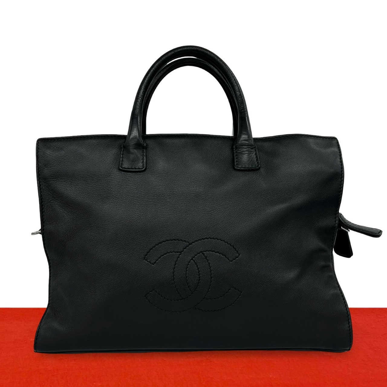 CHANEL シャネル ココマーク レザー ハンドバッグ ブラック
 c26-3