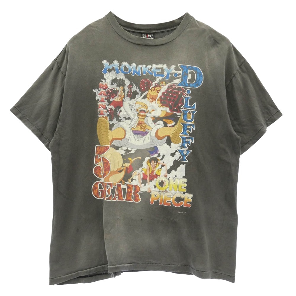 SAINT MICHAEL セントマイケル 23AW SM-A23-0000-C27 x ONE PIECE OP_SS T-SHIRT LUFFY ワンピース ルフィ 半袖 クルーネック Tシャツ グレー系 XXXL【中古】