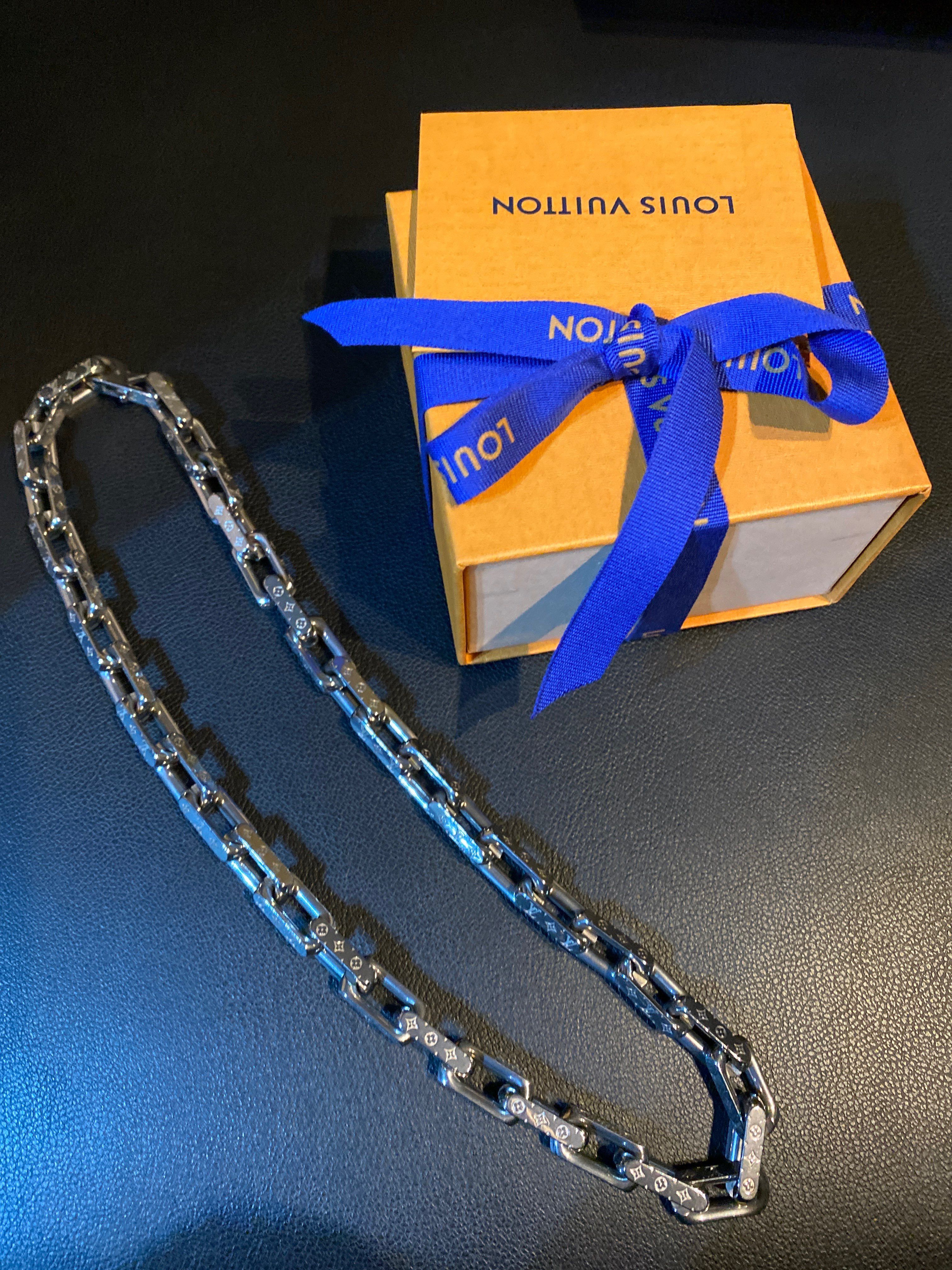 Louis Vuitton Monogram Chain Necklace "Silver"