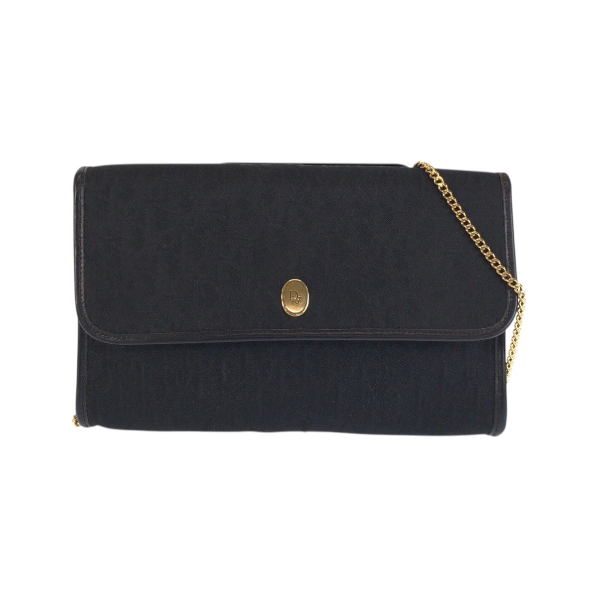 美品 Christian Dior クリスチャンディオール ヴィンテージ トロッター ブラック 黒 ゴールド金具 キャンバス チェーンショルダーバッグ ポシェット 601790 【中古】