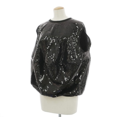 【中古】ジュンヤワタナベ JUNYA WATANABE 2025年春夏 スパンコール ノースリーブ カットソー ブラック【サイズM】【レディース】