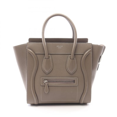セリーヌ CELINE ラゲージ マイクロショッパー トートバッグ バッグ レザー レディース ベージュ系 【中古】