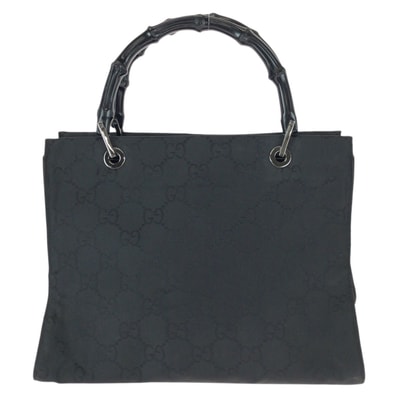 GUCCI グッチ バンブー GG柄 ブラック 黒 シルバー金具 ナイロン トートバッグ ハンドバッグ 600806 【中古】