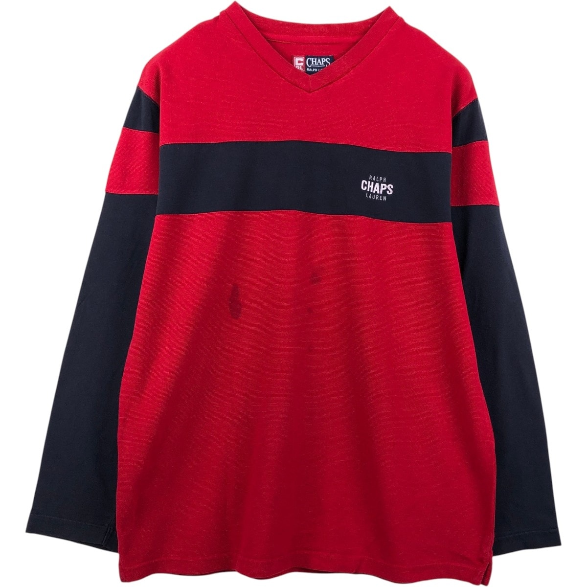 古着 ラルフローレン Ralph Lauren CHAPS チャップス Vネック サーマルロンT ワッフル メンズM相当/eaa672885