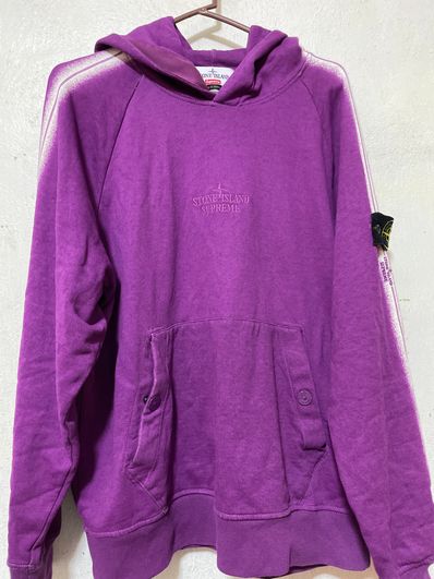 Supreme / Stone Island Stripe Hooded Sweatshirt "Purple"