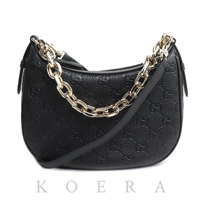 GUCCI グッチ GGエンブレム チェーンショルダー 2Wayショルダーバッグ ブラック 815409 IC レディース【中古】【極美品】