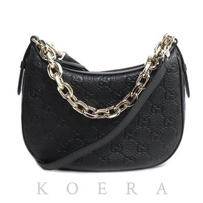 GUCCI グッチ GGエンブレム チェーンショルダー 2Wayショルダーバッグ ブラック 815409 IC レディース【中古】【極美品】