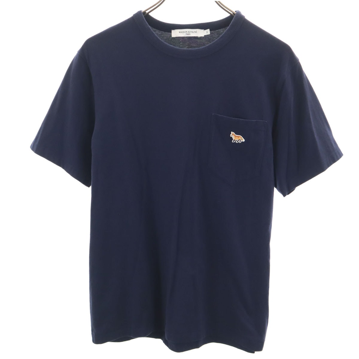 MAISON KITSUNE メゾンキツネ ポルトガル製 半袖 Tシャツ XS ネイビー ポケT