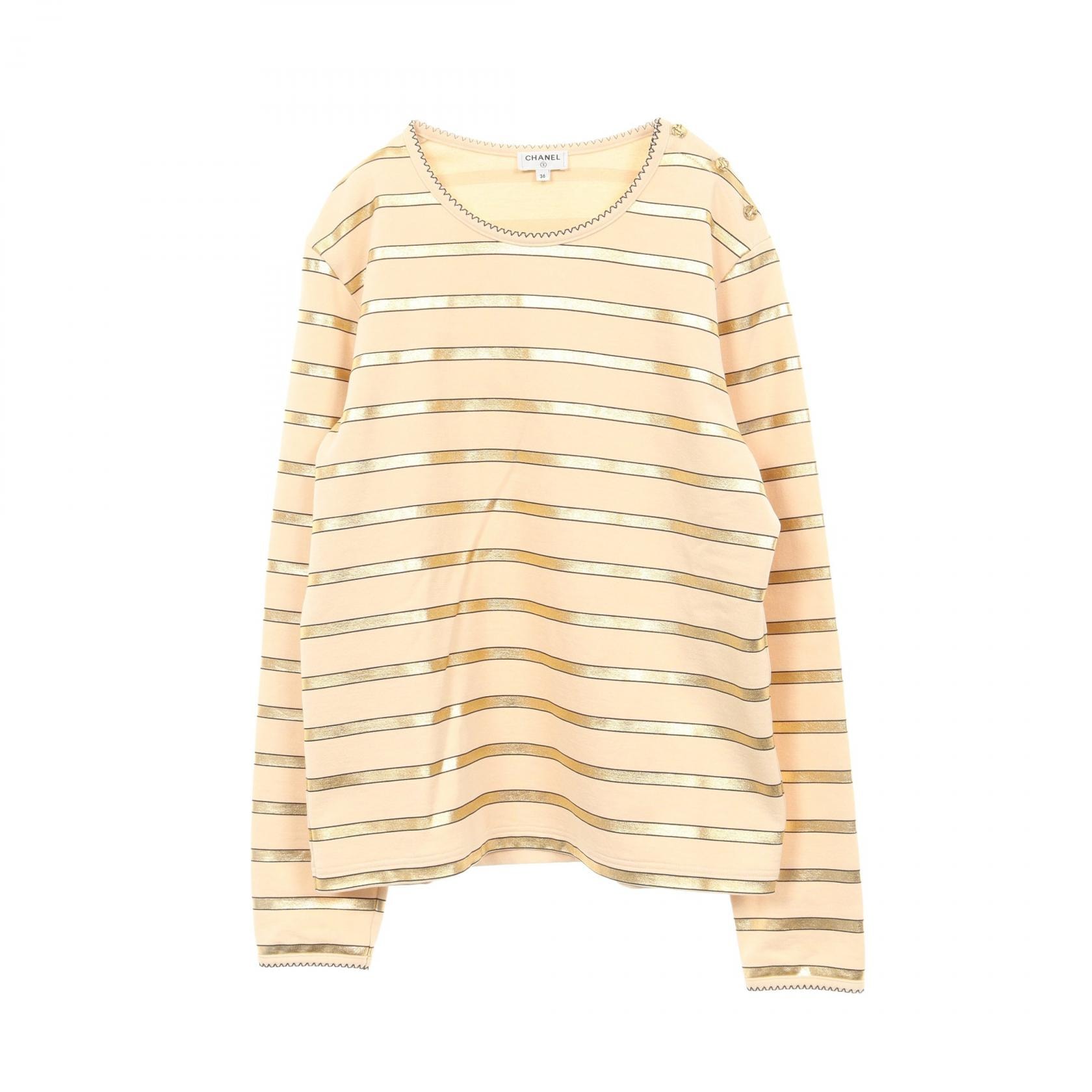 シャネル CHANEL 長袖Tシャツ 衣料品 トップス コットン レディース ベージュ系 / ゴールド系 P57908V35692 【中古】