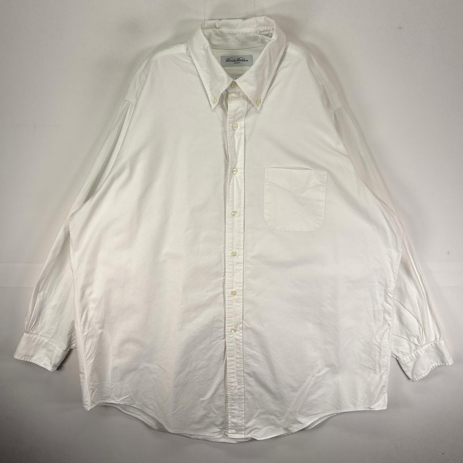 古着 ブルックスブラザーズ Brooks Brothers 長袖シャツ ボタンダウン 胸ポケット USA製 2XL  ホワイト系 無地 メンズ