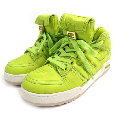 未使用品 フェンディ ハイカットスニーカー ライトグリーン レディース 36 8E8380