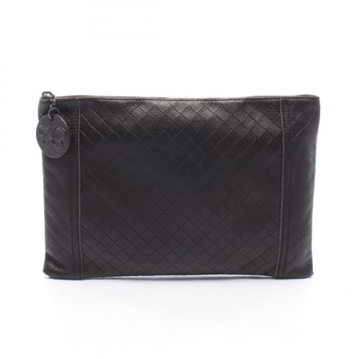 ボッテガヴェネタ BOTTEGA VENETA イントレチャート 型押し セカンドバッグ クラッチバッグ バッグ レザー メンズ レディース ブラウン系 【中古】