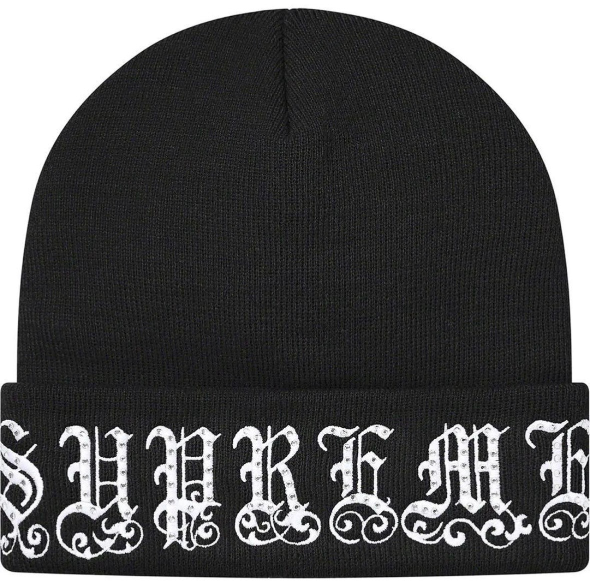 Supreme Old English Rhinestone Beanie "Black"