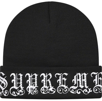 Supreme Old English Rhinestone Beanie "Black"