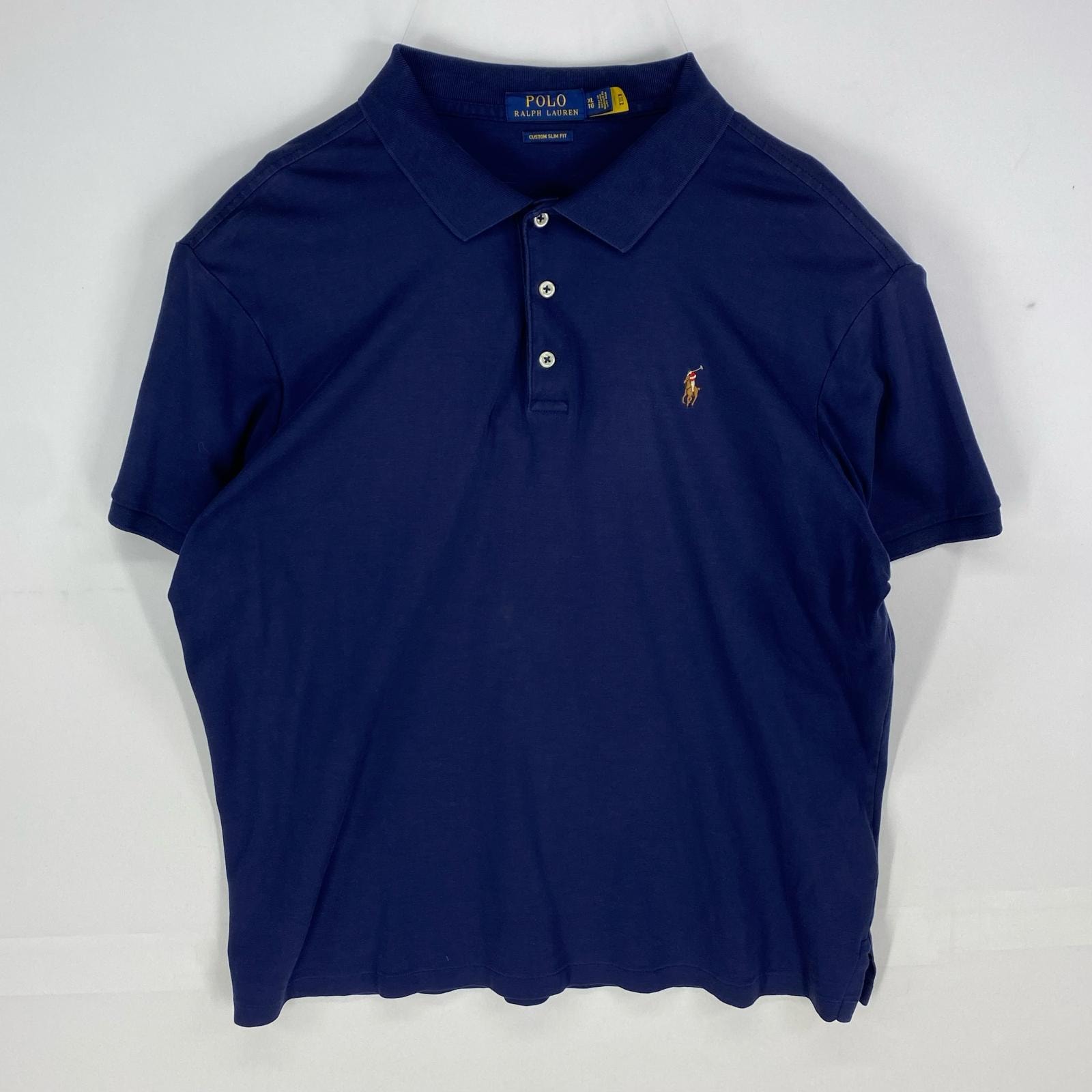 古着 ポロ・ラルフローレン POLO RALPH LAUREN 半袖シャツ ワンポイント 3ボタン ポロシャツ XL  ネイビー系 メンズ