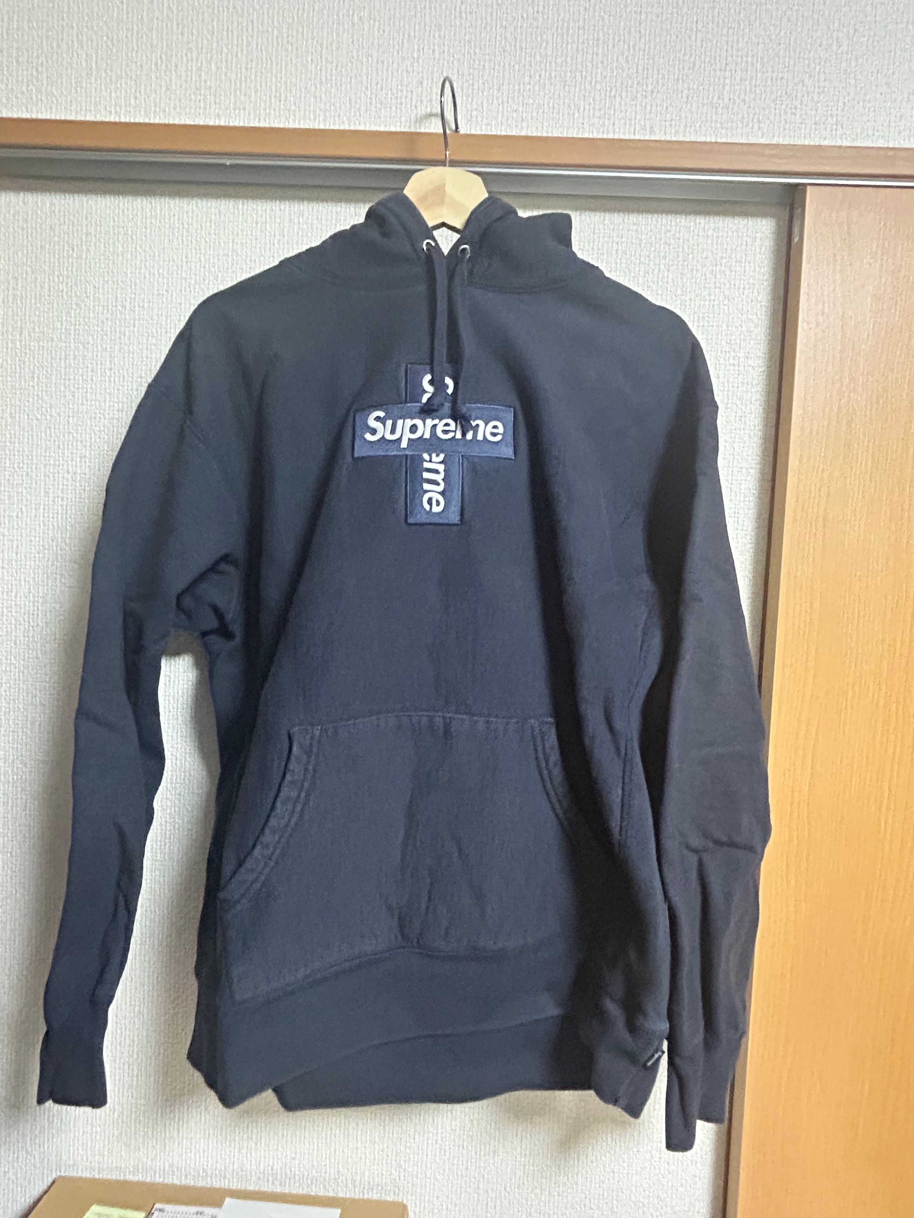 Supreme Cross Box Logo Hooded Sweatshirt "Navy"