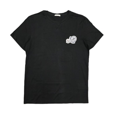 MONCLER モンクレール ダブルワッペン クルーネック 半袖Tシャツ I10918C00058 S コットン ブラック メンズ【中古】