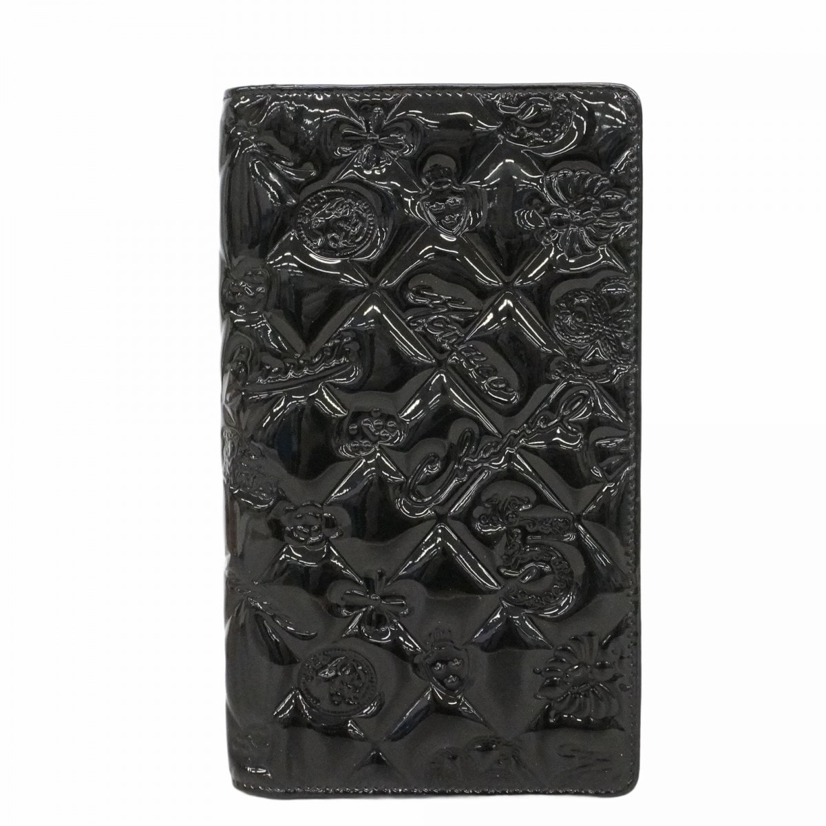 【6dd4429】シャネル 長財布 アイコン パテントレザー ブラック シルバー金具【中古】レディース