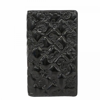 【6dd4429】シャネル 長財布 アイコン パテントレザー ブラック シルバー金具【中古】レディース