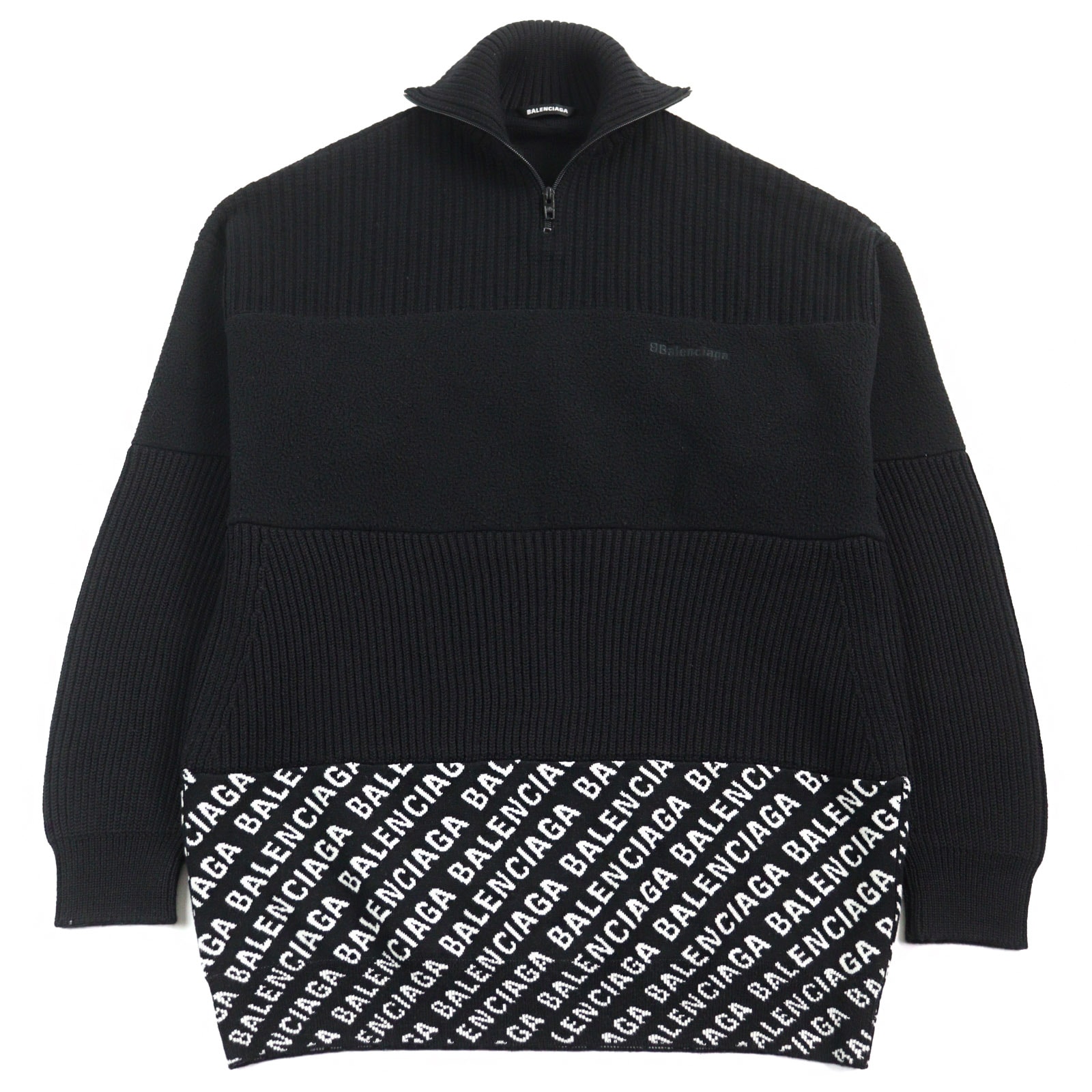 美品 バレンシアガ ニット ブラック ホワイト メンズ XS 641734