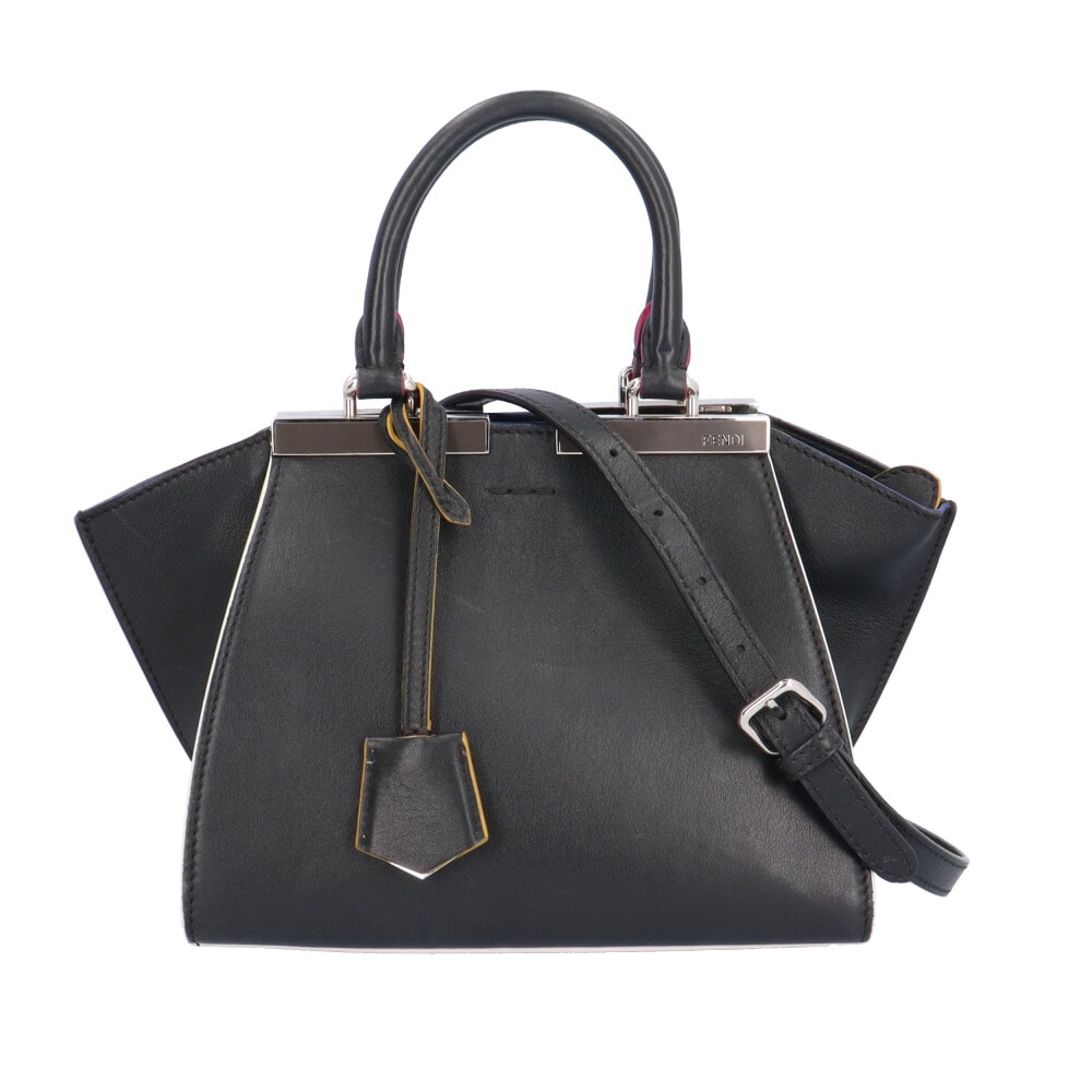 フェンディ プチトロワジュール ショルダーバッグ レザー 8BH333-5C3 ブラック レディース FENDI  中古