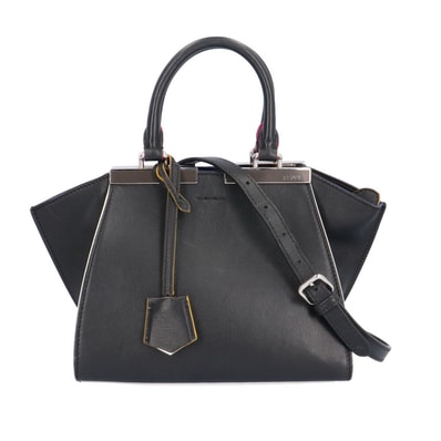フェンディ プチトロワジュール ショルダーバッグ レザー 8BH333-5C3 ブラック レディース FENDI 中古