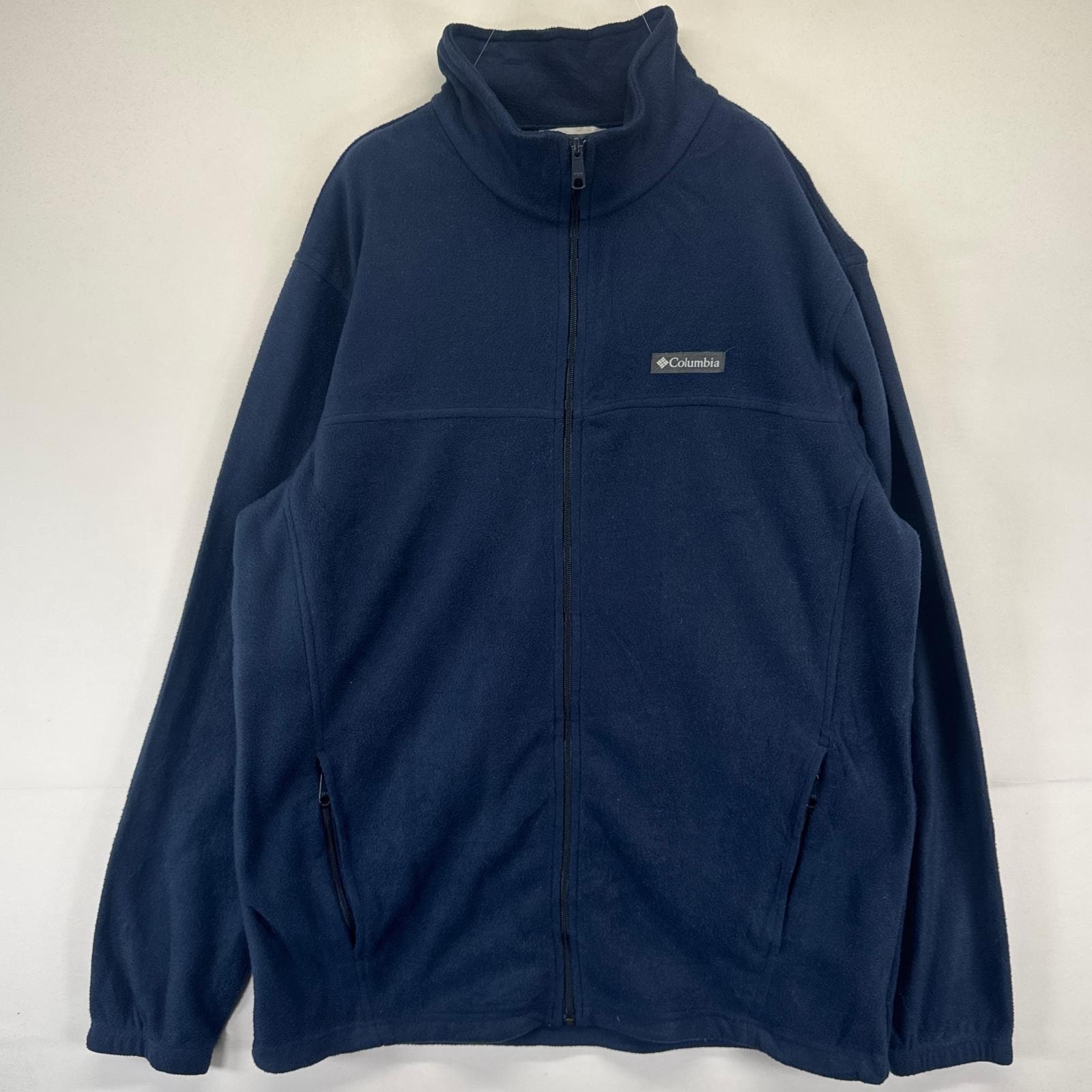 古着 コロンビア Columbia フリース ジャケット フルジップ アウトドア ドローコード L-T ネイビー系 メンズ