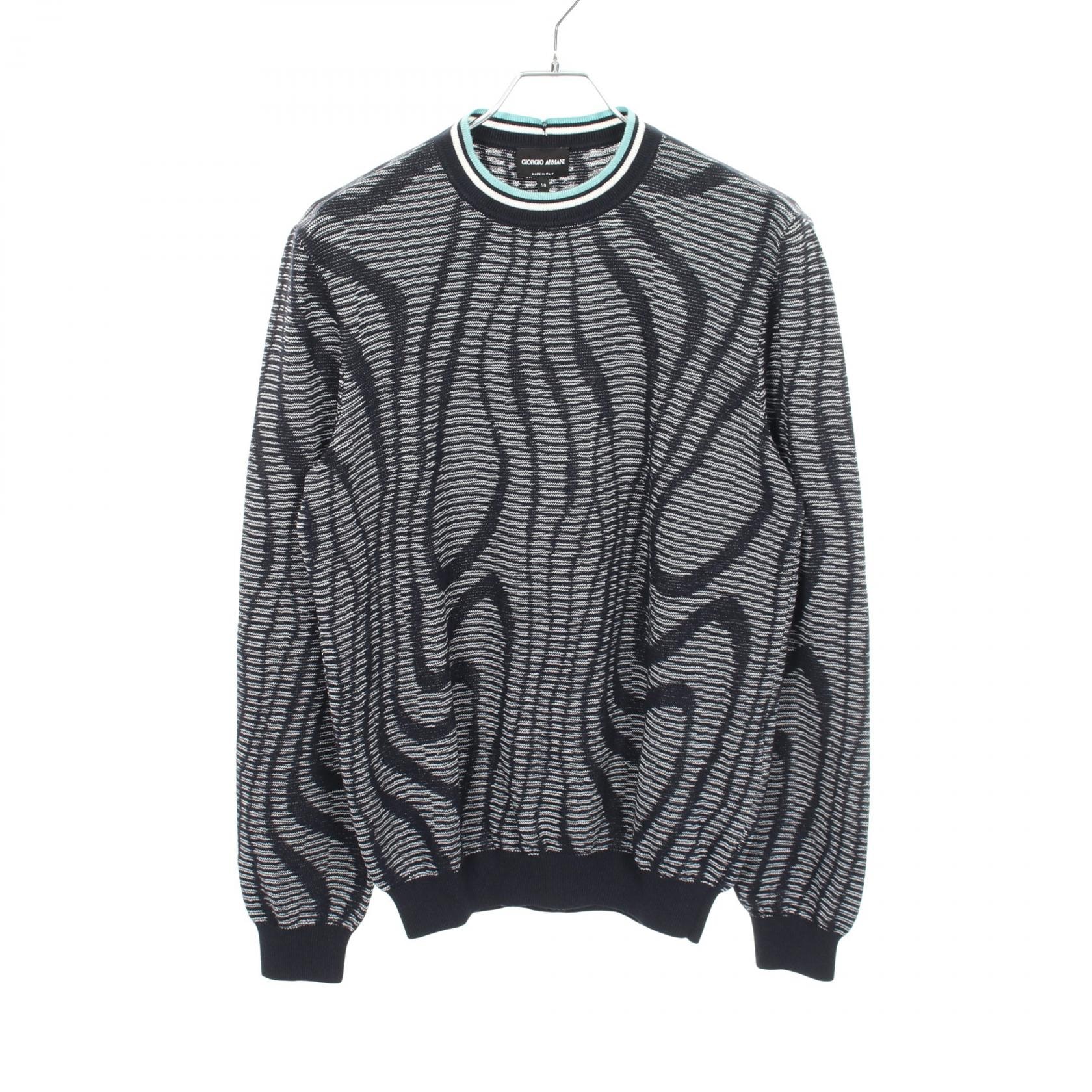 ジョルジオアルマーニ GIORGIO ARMANI 総柄 ニット 衣料品 トップス ナイロン メンズ ネイビー系 / ホワイト系 / ブルー系 【中古】