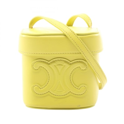 セリーヌ CELINE キュイルトリオンフ スモール ボックス ショルダーバッグ バッグ レザー レディース イエロー系 199263DU3 【中古】