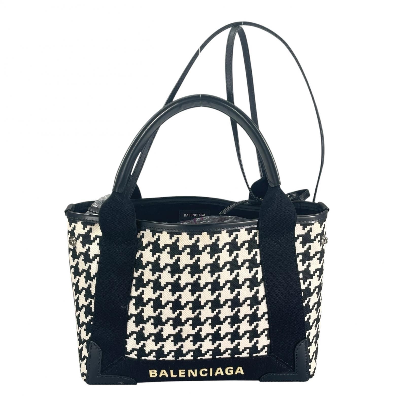 BALENCIAGA バレンシアガ ネイビーカバス 390346 ハンドバッグ キャンバス ブラック レディース【中古】