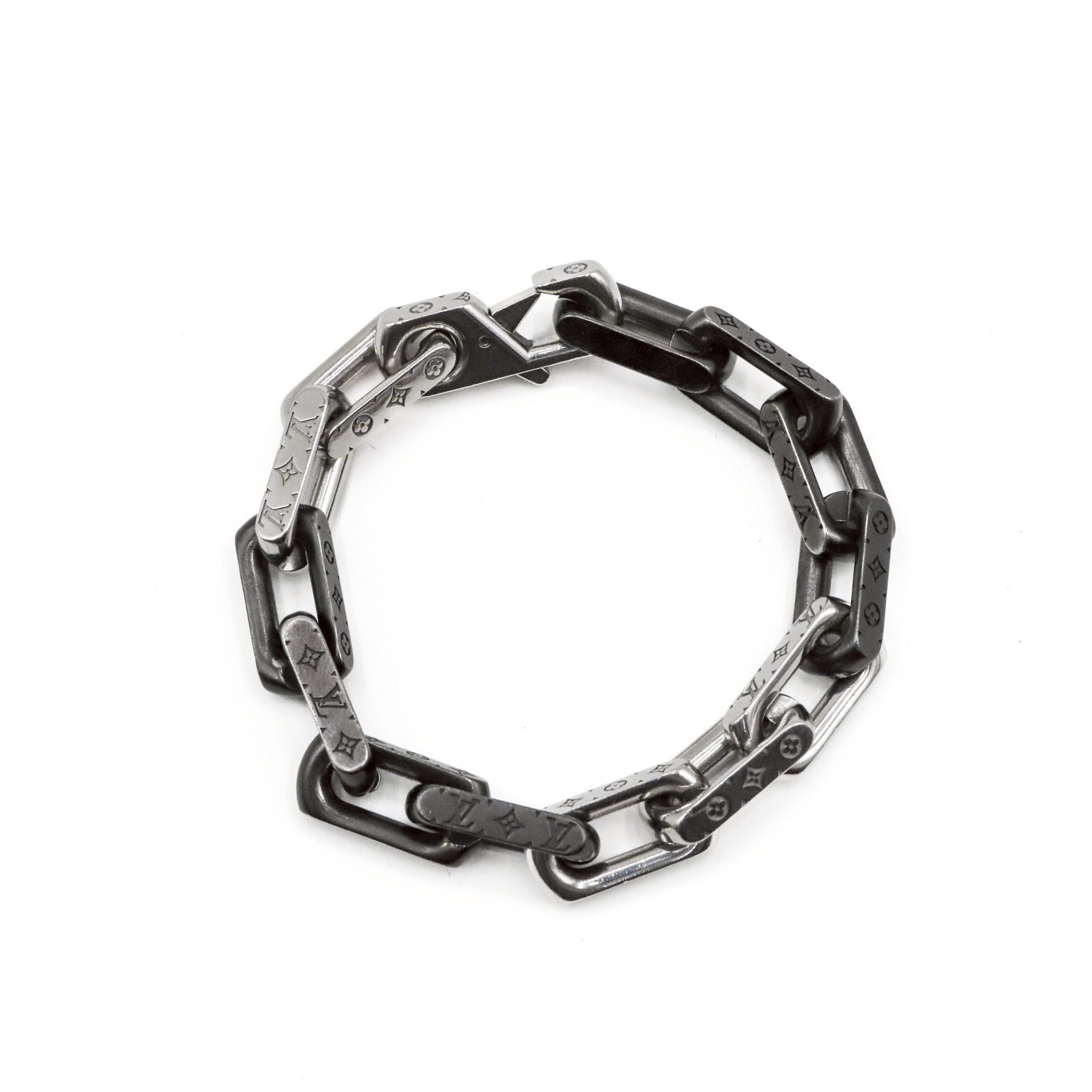 Louis Vuitton Monogram Chain Bracelet "Silver/Black"