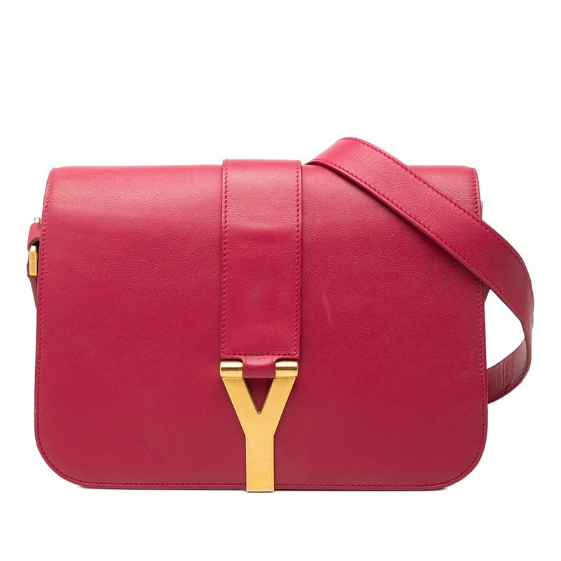 サンローラン Yライン 斜め掛け ショルダーバッグ 311214 ピンク レザー レディース SAINT LAURENT 【中古】