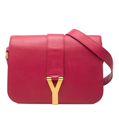 サンローラン Yライン 斜め掛け ショルダーバッグ 311214 ピンク レザー レディース SAINT LAURENT 【中古】