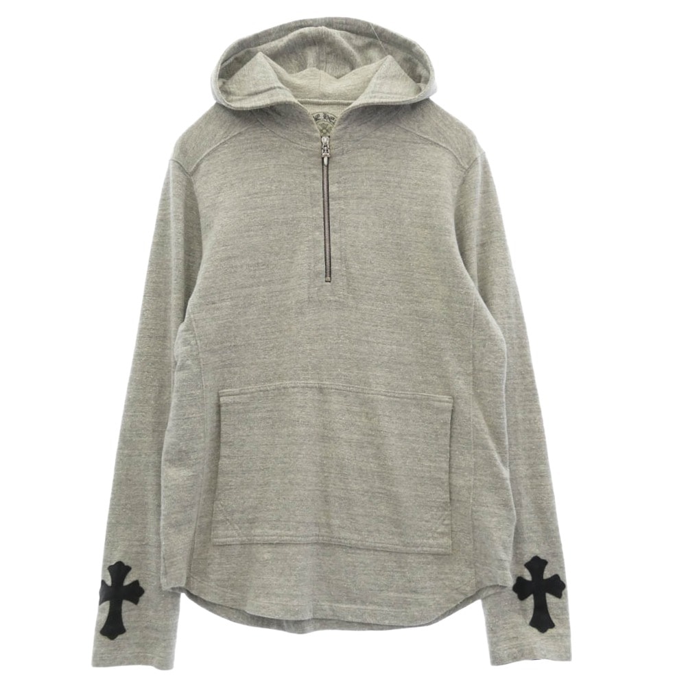 Chrome Hearts Cross Patch Half Zip Hoodie "Gray"