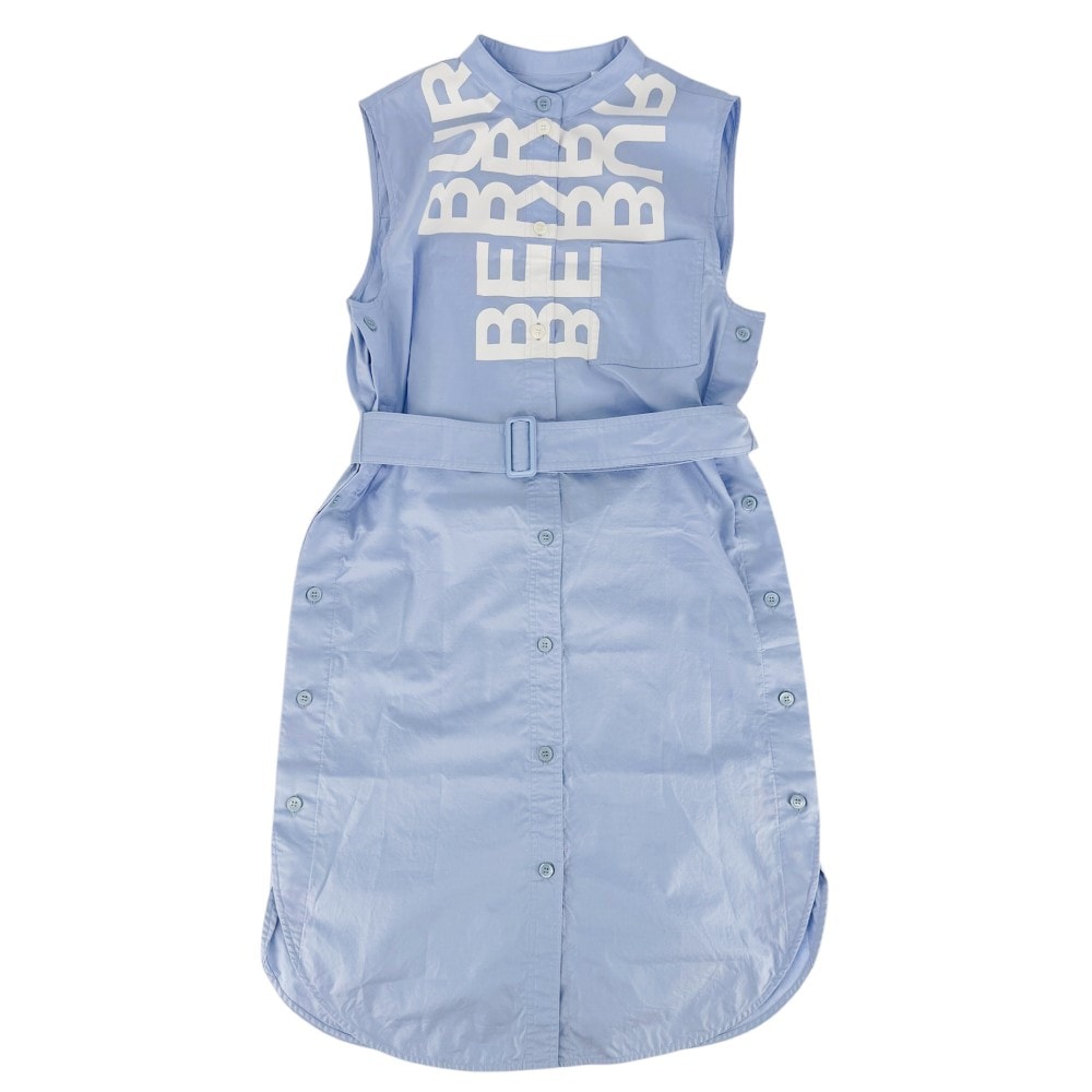 BURBERRY バーバリー ワンピース ロゴ ノースリーブ トップス アパレル 服 38 ブルー 青 コットン    レディース 春 夏【中古品】