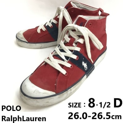 ラルフローレン/POLO RalphLauren★キャンバス/ハイカットスニーカー【8.5D/26.0-26.5/赤/red】boots/sneakers/Shoes/trainers◆bQ-618
